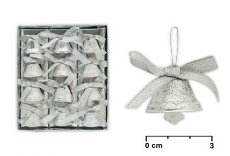 Zvonečky tepané stříbrné 12ks 2,5cm