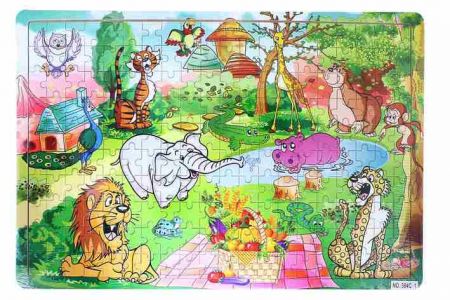 Puzzle dřevěné zvířata zoo 200 dílků