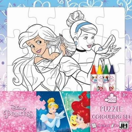 Omalovánky puzzle s voskovkami Princezny