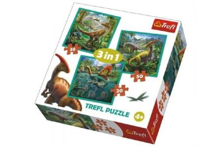 Puzzle 3v1 Svět Dinosaurů 20x19,5cm