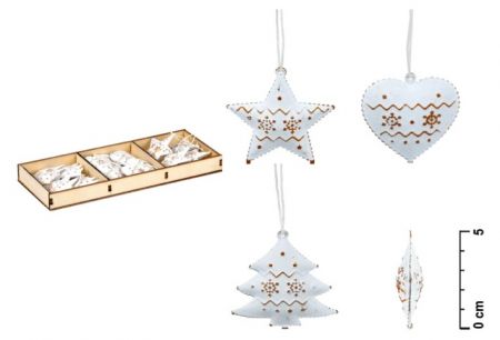 Set závěs 12ks plech bílý ornament 5cm