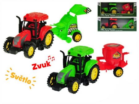 Traktor s přívěsem 27cm na setrvačník na baterie se světlem a zvukem