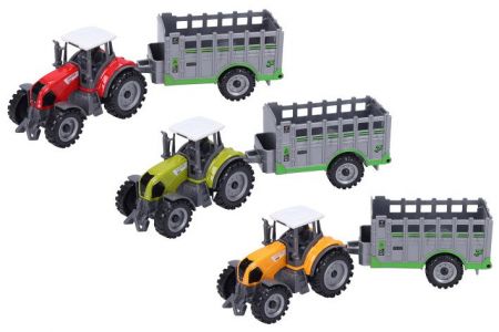 Traktor s ohrádkou kovový 19cm