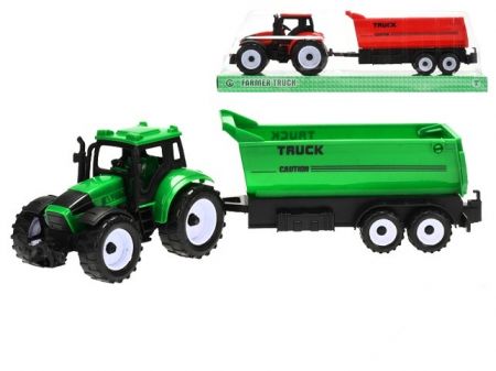 Traktor s vlečkou 29cm na setrvačník 2 barvy v krabičce