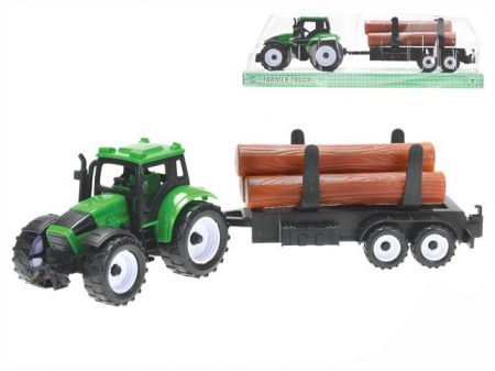 Traktor s přívěsem na dřevo 29cm na setrvačník 2 barvy 