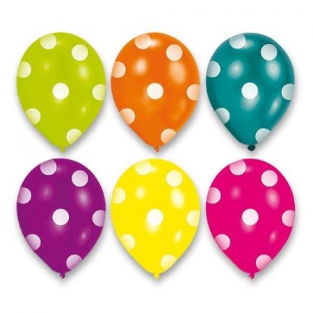 Nafukovací balónky Dots, 6 ks, mix barev