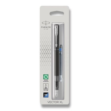 Parker Vector XL Black plnicí pero, hrot M, blistr