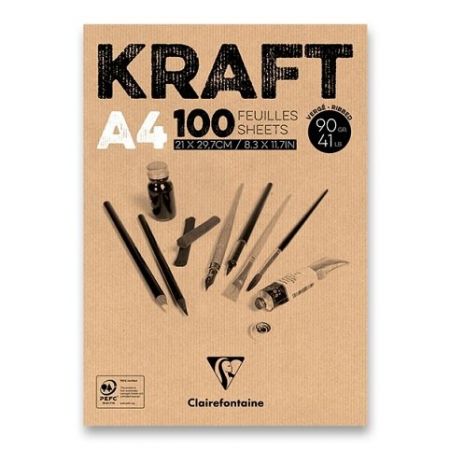 Blok Clairefontaine Brown Kraft A4, 100 listů, 90 g