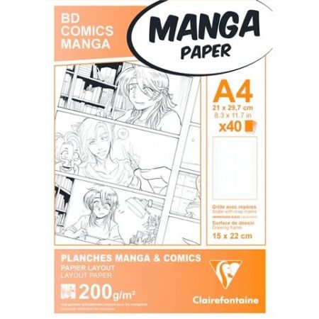 Blok Clairefontaine Manga BD Comic squares A4, 40 listů, 200 g