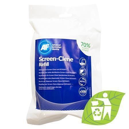 Čisticí ubrousky na obrazovky &quot;Screen-Clene Refill&quot;, antistatické, náplň, 100 ks, AF SCR10