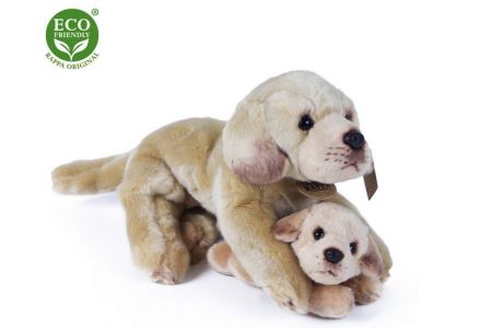 Plyšový labrador s miminkem ležící, 25 cm, ECO-FRIENDLY