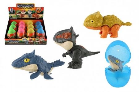 Dinosaurus prstový ve vajíčku plast 10cm 4 barvy