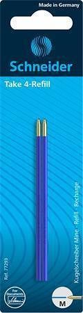 Refill ballpoint pen, 0,5 mm, SCHNEIDER &quot;Take 4&quot;, blue