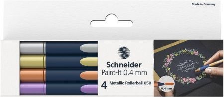 Metalická sada rollerball &quot;Paint-It 050&quot;, 4 různé barvy, 0,4 mm, SCHNEIDER ML05011501