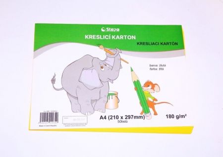 Kreslící karton A4 žlutý 180g/50l