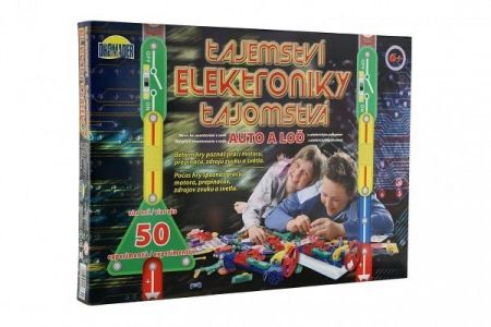 Tajemství elektroniky - Auto, loď 50 experimentů na baterie v krabici 46,5x33,5x4cm od 6 l