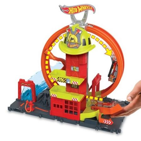 Hot Wheels CITY SUPER HASIČSKÁ STANICE SE SMYČKOU