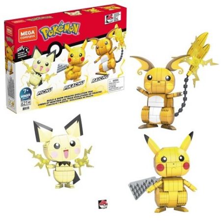 MEGA CONSTRUX POSTAV A VYSTAV SI PIKACHU A JEHO VÝVOJOVÉ TRIO