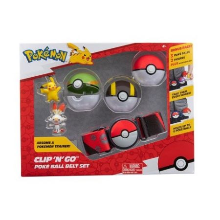 Pokémon Clip &#39;n&#39; Go Poke Ball Belt Set (Ultra Ball, Poke Ball, Nest Ball, Scorbunny,Pikach