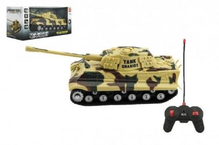 Tank RC PANTHER plast 25cm na baterie 27mHz se zvukem se světlem v krabici 28x13x12cm