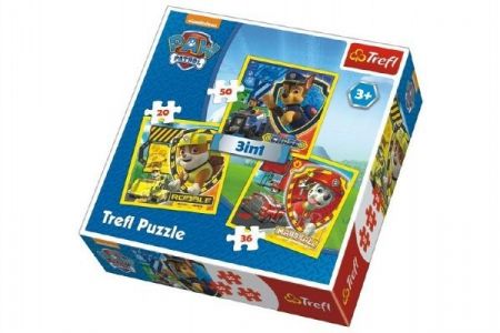 Puzzle 3v1 Paw Patrol/Tlapková patrola 20x19,5cm v krabici 28x28x6cm