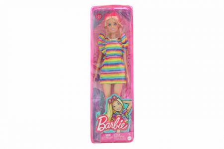 Barbie Modelka - proužkované šaty s volány HJR96