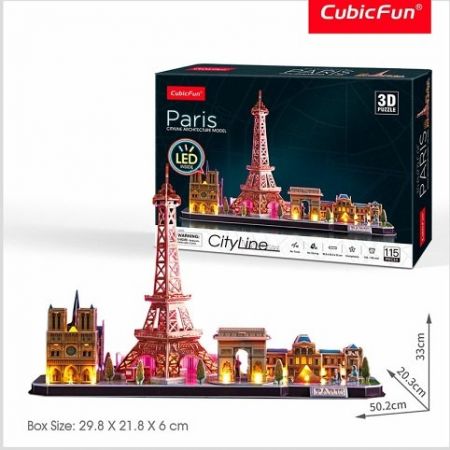 Puzzle 3D Paříž / led - 115 dílků