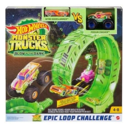 Hot Wheels monster trucks svítící ve tmě výzva epické smyčky