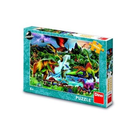 Puzzle 100 dílků XL Boj dinosaurů