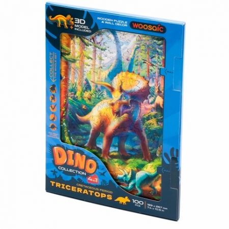 Dřevěné puzzle Unidragon dinosaurus Triceraptos (18,9x26,7cm