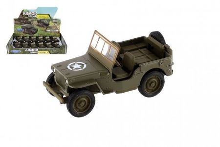 Auto Welly Jeep 1941 Willys MB terénní vojenské plast/kov 10cm zpětné natažení