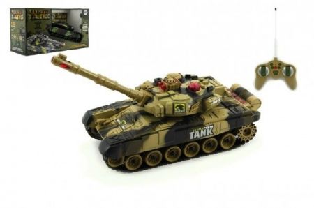 Tank RC T-80 plast 25cm s dobíjecím packem USB+adaptér na baterie 2 druhy 2,4 GHz v krabic