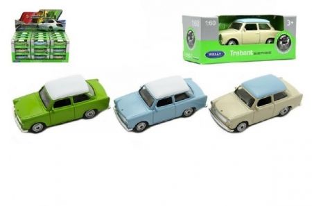 Auto Welly Trabant 1:60 kov 7cm asst mix barev volný chod v krabičce