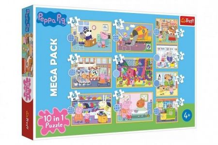 Puzzle 10v1 Prasátko Peppa/ Peppa Pig v krabici 40x27x6cm