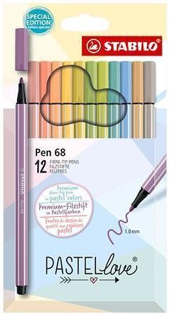 Fixy &quot;Pen 68 Pastellove&quot;, sada, 12 různých barev, 1 mm, STABILO 6812-7-7