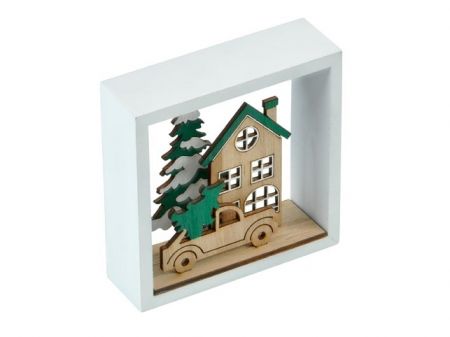 Domeček 3D dřevo 9,5x9,5x3,5cm