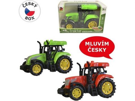 Traktor s českým hlasem, světlo zvuk, na setrvačník, 14 cm