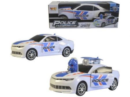 Auto policejní na baterie, světlo, zvuk, pohyb, transformace, 20 cm