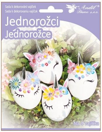 Sada k dekorování 4 ks vajíček - jednorožci 