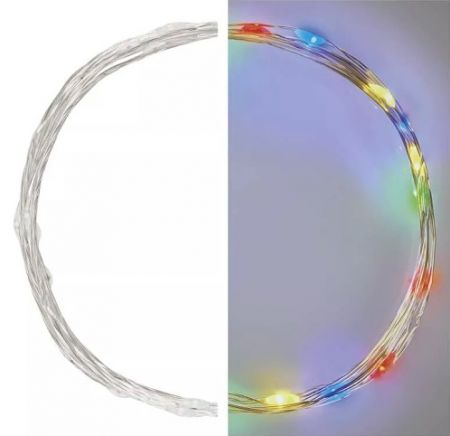 Osvětlení nano stříbrné 1,9m - 20 LED multicolor + časovač