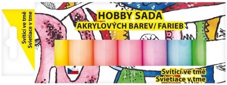 Sada akrylových barev 7 x 15 g, SVÍTÍCÍ VE TMĚ