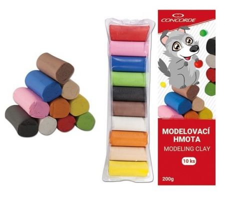 Modelovací hmota CONCORDE, 10 barev, 200g