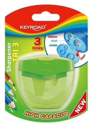 Ořezávátko KEYROAD TRI Plus, plast, blistr, zelené