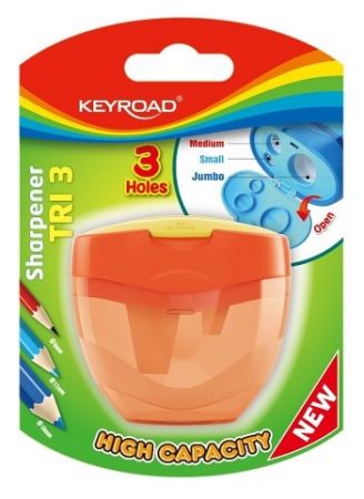 Ořezávátko KEYROAD TRI Plus, plast, blistr, oranžové