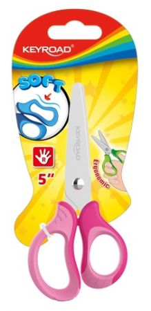 Dětské nůžky KEYROAD Soft, 12,5cm, blistr, růžové