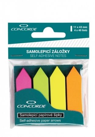 Samolepicí záložky CONCORDE 4x40l., šipky, neon