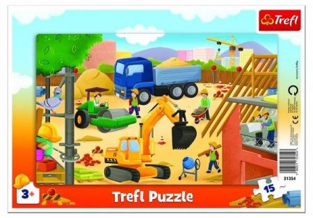 Puzzle deskové Na staveništi 15 dílků 33x23cm ve fólii