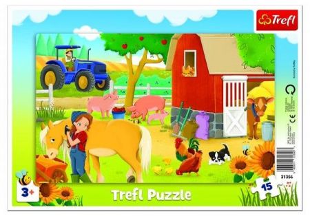 Puzzle deskové Na farmě 15 dílků 33x23cm ve fólii