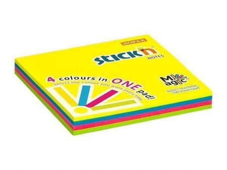 Samolepicí bloček &quot;Magic Pad&quot;, nenové barvy, 76x76 mm, 100 listů, STICK N 21571