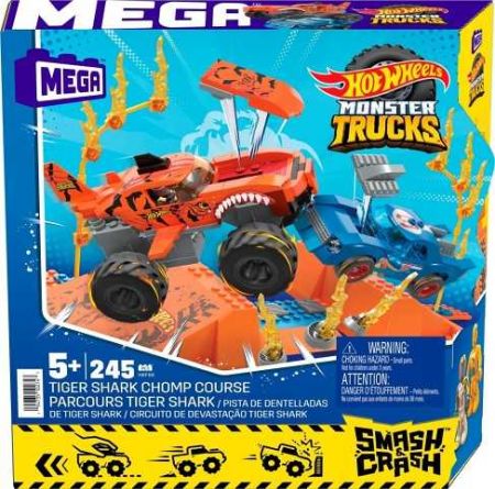 Mega construx Hot Wheels monster trucks srážka s Tiger Shark